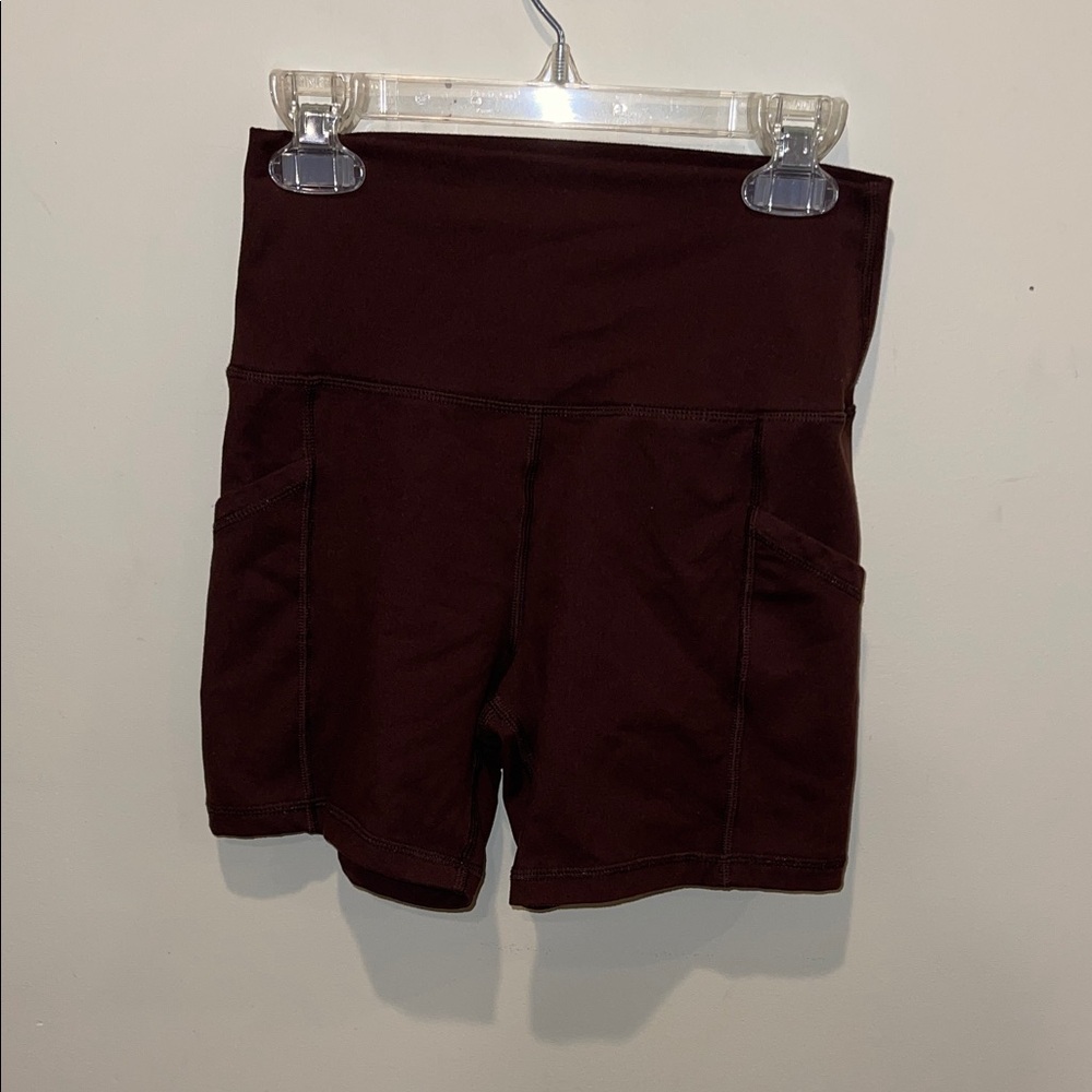 aerie High-Rise Athletic Shorts in Deep Burgundy